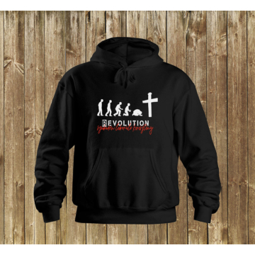 „REVOLUTION – szabadon leboruló keresztény” – Uniszex kapucnis pulóver – 2 színben