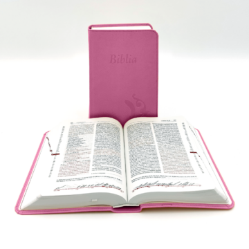 Középméretű, varrott, lila Károli-Biblia 2.0