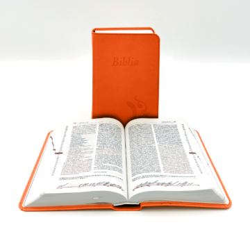 Középméretű, varrott, narancssárga Károli-Biblia 2.0