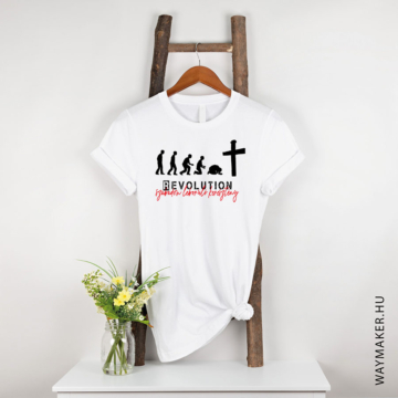 „REVOLUTION – szabadon leboruló keresztény” –  Uniszex póló – húsvéti mintával
