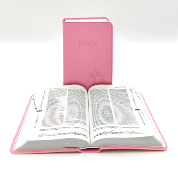 Középméretű, varrott, rózsaszín Károli-Biblia 2.0