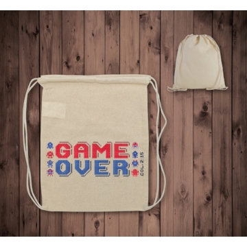 „Game Over”– Natúr színű tornazsák