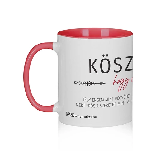 Bögre – „Köszönöm” – piros fül és belső