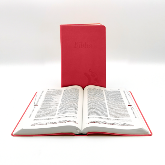 Nagyméretű, varrott, ciklámenszínű Károli-Biblia 2.0