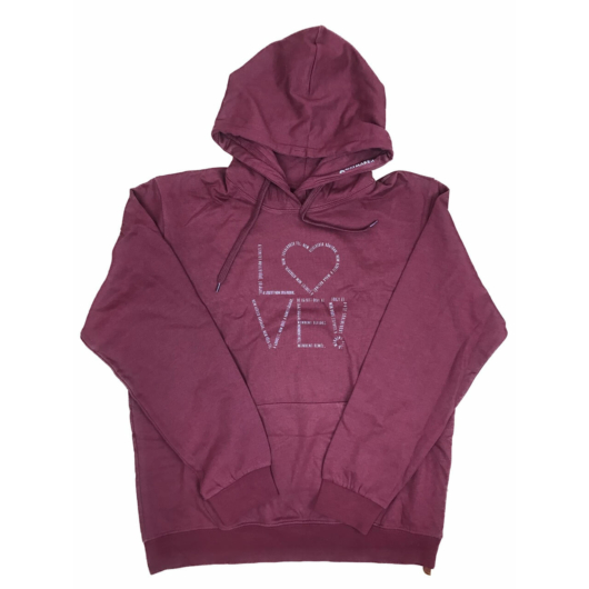 „LOVE” – női kapucnis pulóver – XL-es méretben