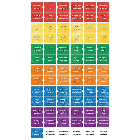 Regisztermatrica-készlet a Bibliához, katolikus – magyar – élénk színű