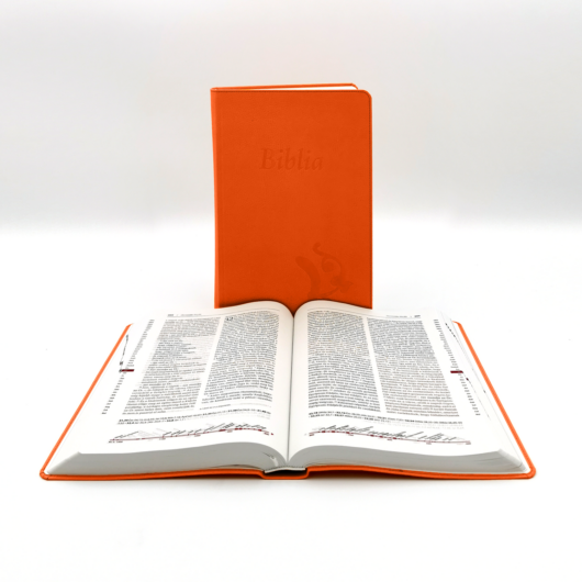 Nagyméretű, varrott, narancssárga Károli-Biblia 2.0