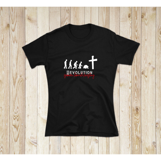 „REVOLUTION – szabadon leboruló keresztény” – női póló – 2 színben