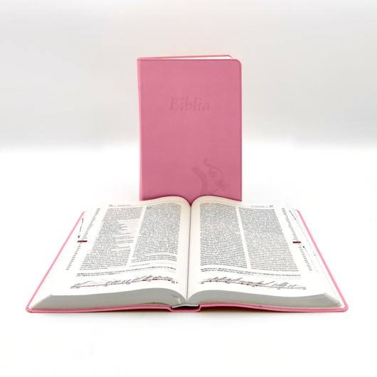 Nagyméretű, varrott, rózsaszín Károli-Biblia 2.0