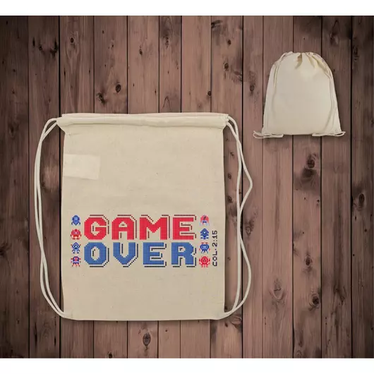 „Game Over”– Natúr színű tornazsák