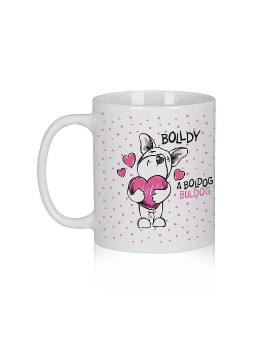 „A szeretet soha nem fogy el” – Bolldy, a boldog buldog – bögre