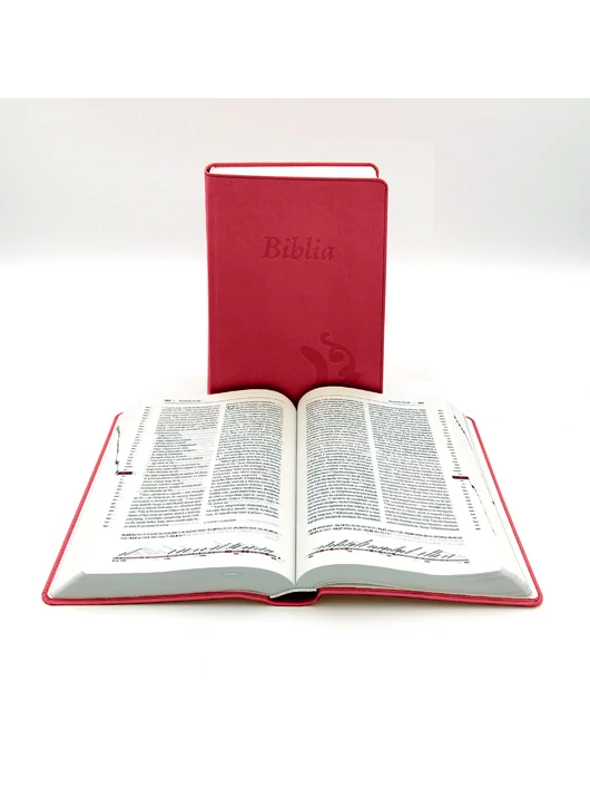 Kisméretű, varrott, ciklámenszínű Károli-Biblia 2.0