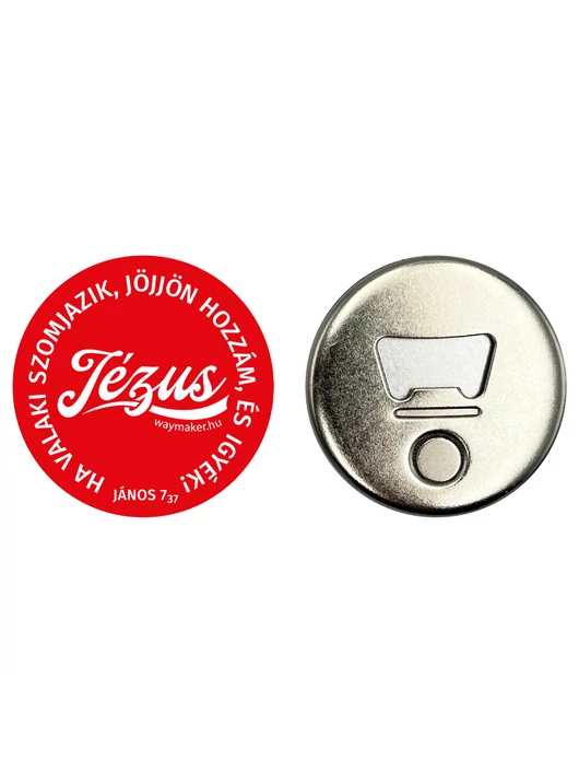 „Ha valaki szomjazik, jöjjön hozzám, és igyék!” – Hűtőmágnes üvegnyitóval