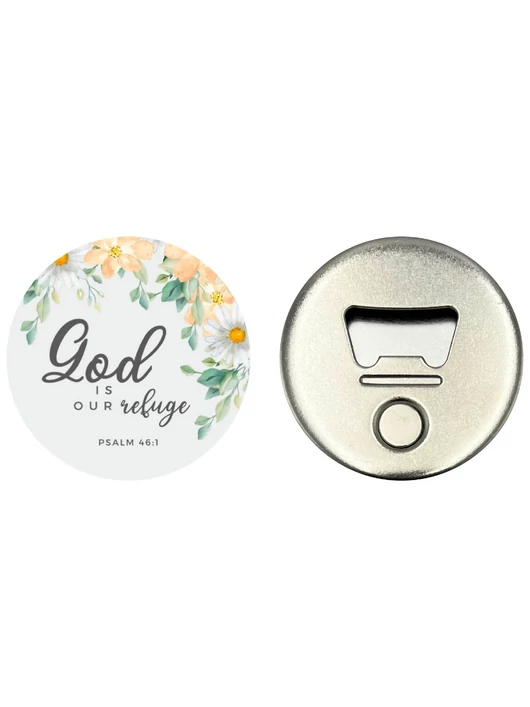 God is our refuge – Hűtőmágnes üvegnyitóval