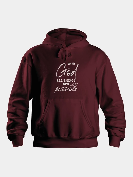 „With God All Things Are Possible” – Uniszex kapucnis pulóver – 5 színben