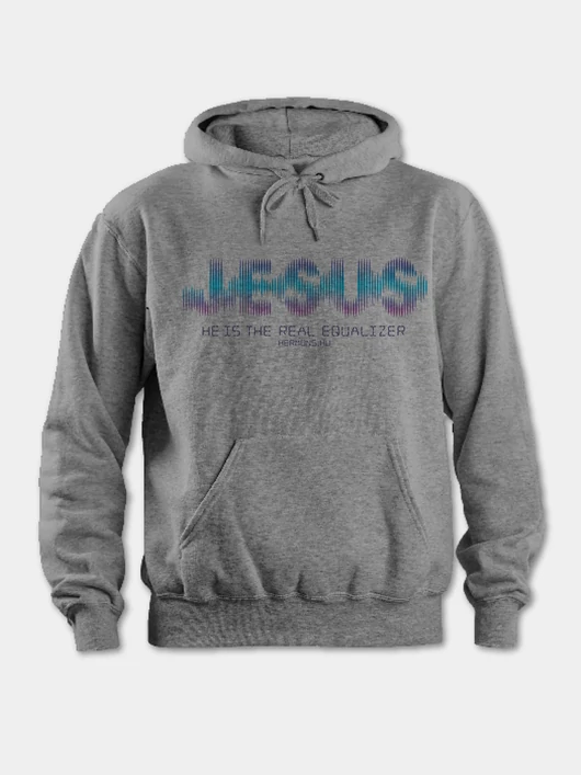 „Jesus – He is the real equaliser” – uniszex kapucnis pulóver – 2 színben