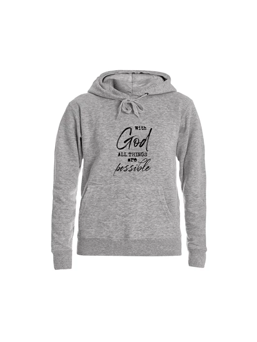 „With God All Things Are Possible”– Női kapucnis pulóver – 6 színben