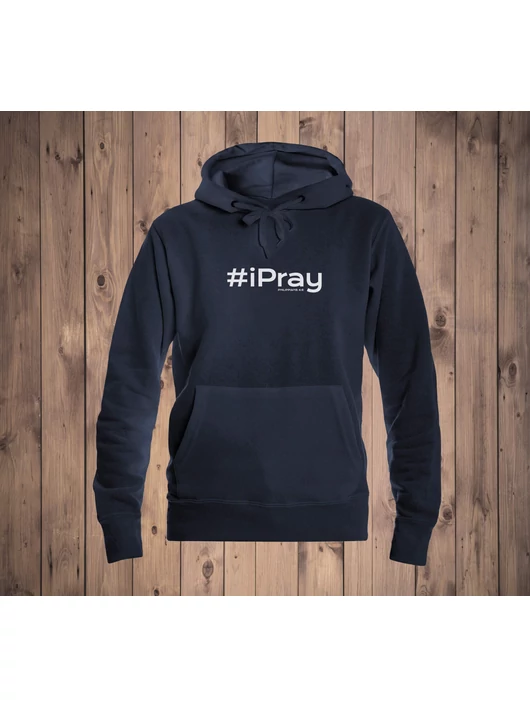 „#iPray” – női kapucnis pulóver, sötétkék – XL-es méret