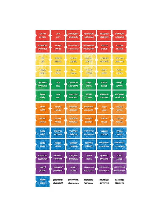 Regisztermatrica-készlet a Bibliához, katolikus – magyar – élénk színű
