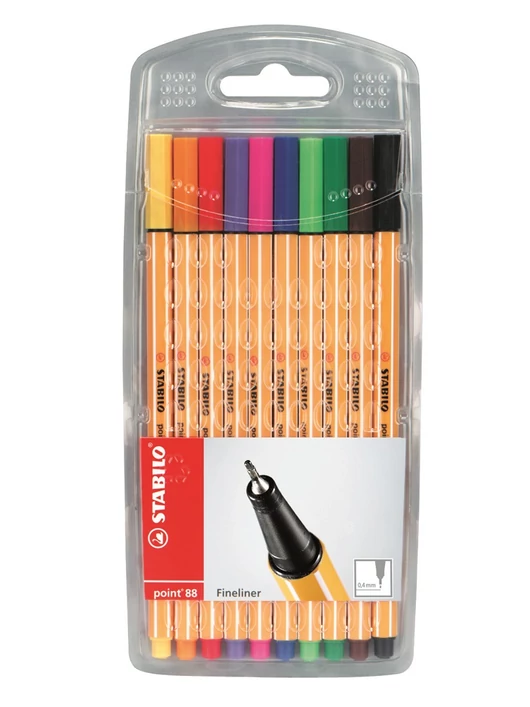 Tűfilc – Stabilo Point 88 – 0,4 mm, 10 db-os készlet