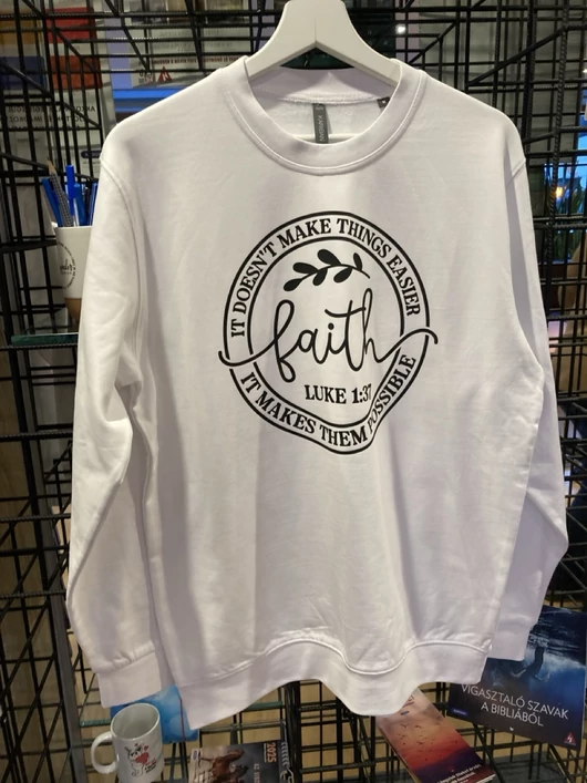 Faith – It Doesn't Make Things Easier... – uniszex kereknyakú pulóver, fehér