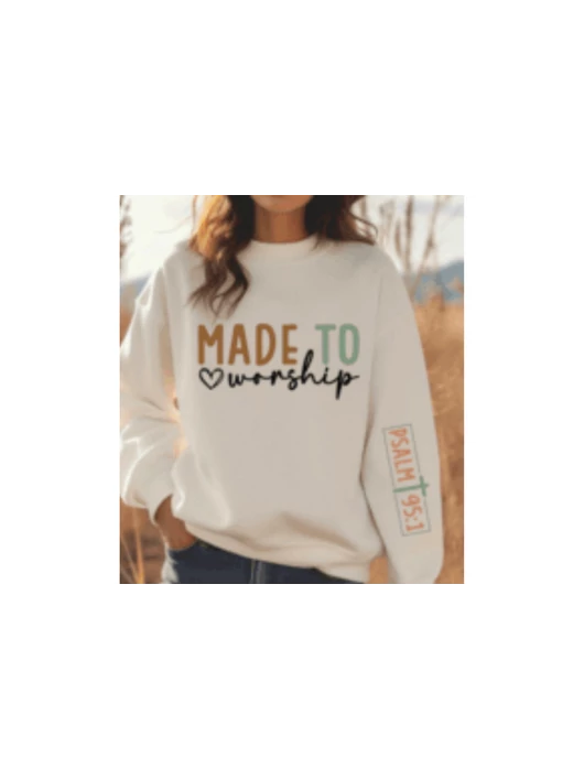 Made To Worship – uniszex kereknyakú pulóver, fehér