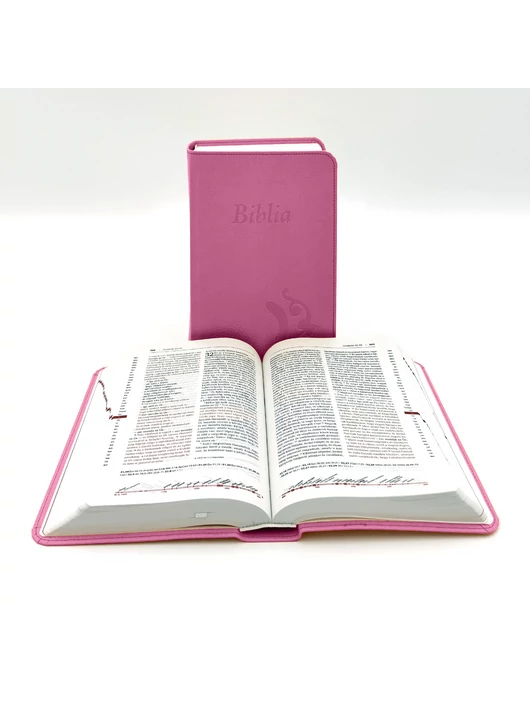 Középméretű, varrott, lila Károli-Biblia 2.0
