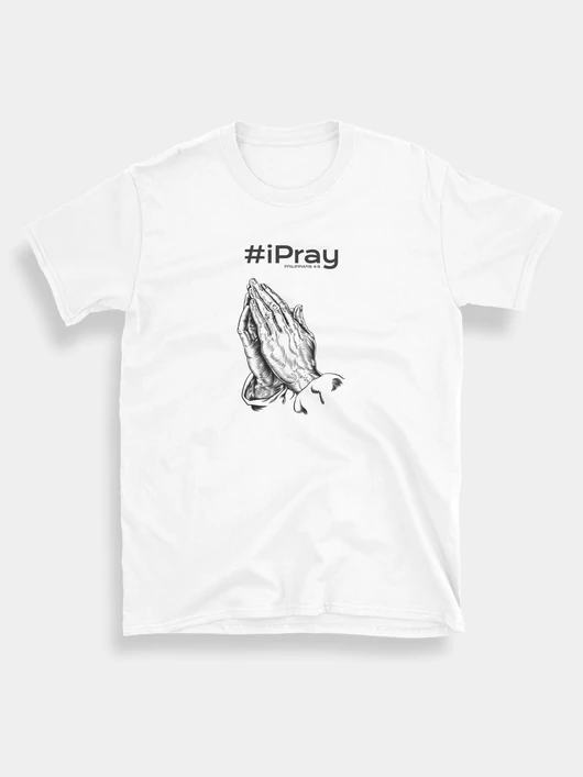 „#iPray” – Uniszex póló, egy imádkozó kéz mintájával – 3 színben