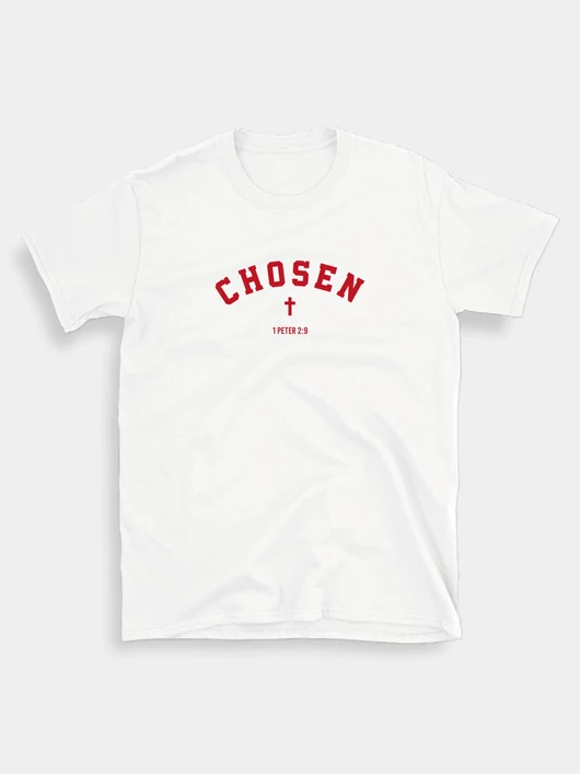 „Chosen” – keresztminta – uniszex póló, fehér – L (nyomathibás)