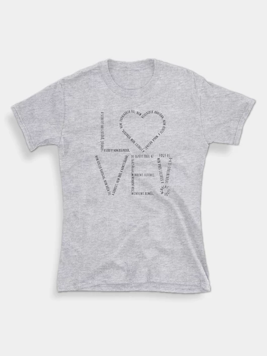 „LOVE” – női póló, szürke – XL