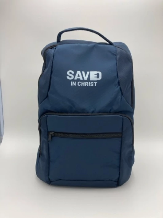 Saved in Christ – hátizsák laptoptartóval – sötétkék