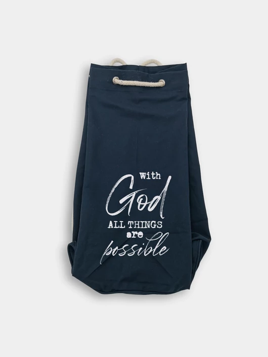 „With God All Things Are Possible” – tengerész stílusú vászontáska