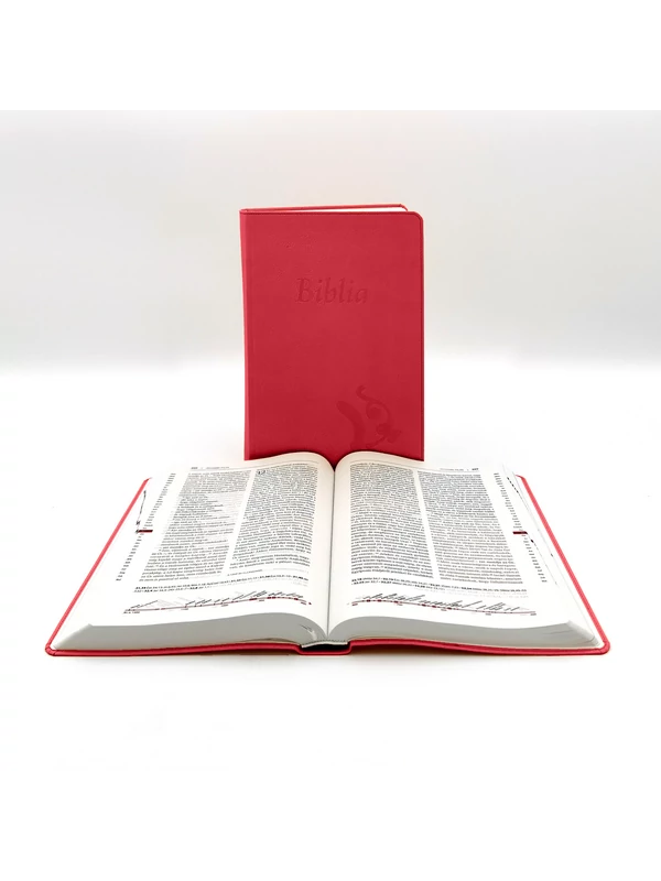 Nagyméretű, varrott, ciklámenszínű Károli-Biblia 2.0