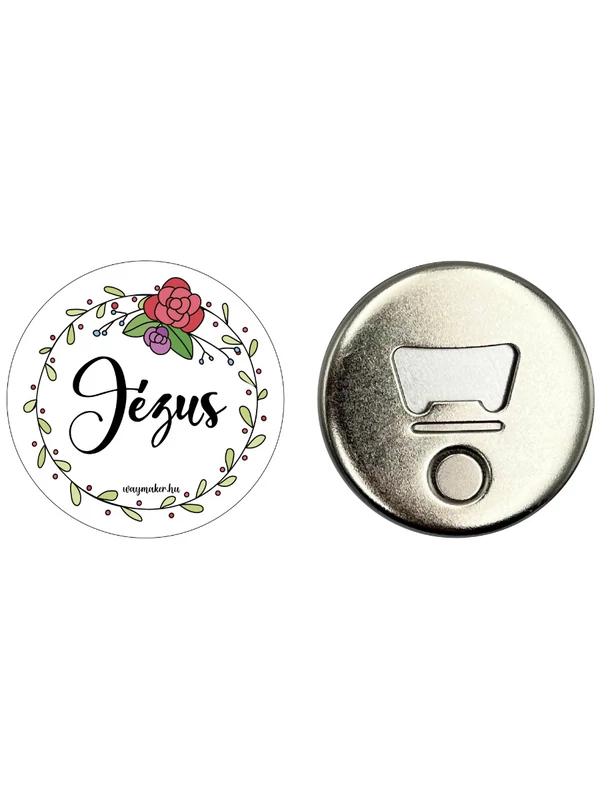 „Jézus” – Hűtőmágnes üvegnyitóval