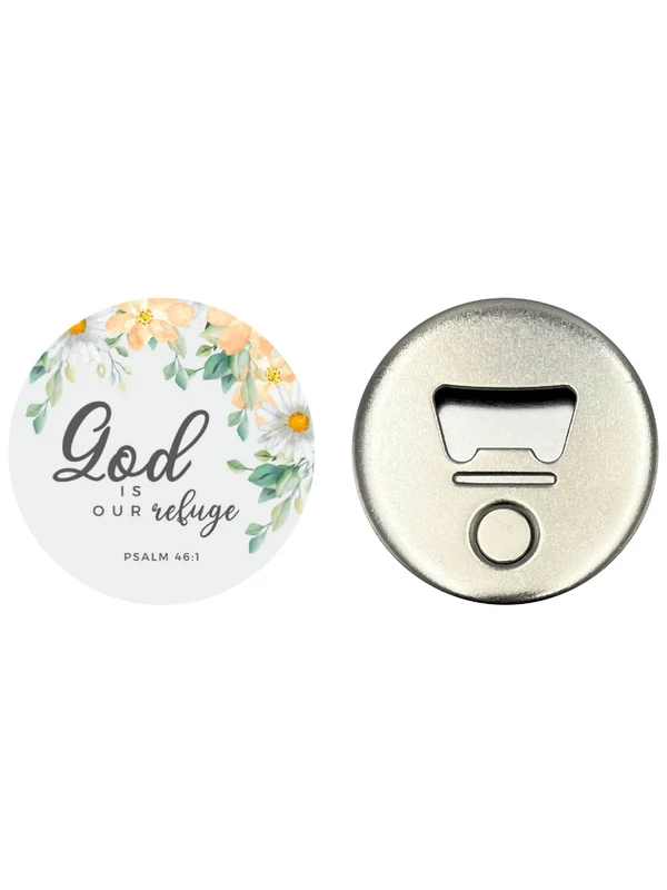 God is our refuge – Hűtőmágnes üvegnyitóval
