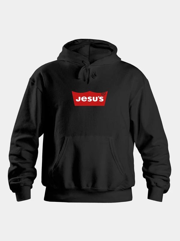 Jesu's – fekete uniszex kapucnis pulóver, fekete – L-es méret
