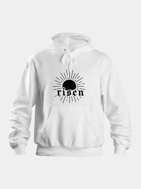 Risen – Uniszex kapucnis pulóver (fehér) – M-es méret