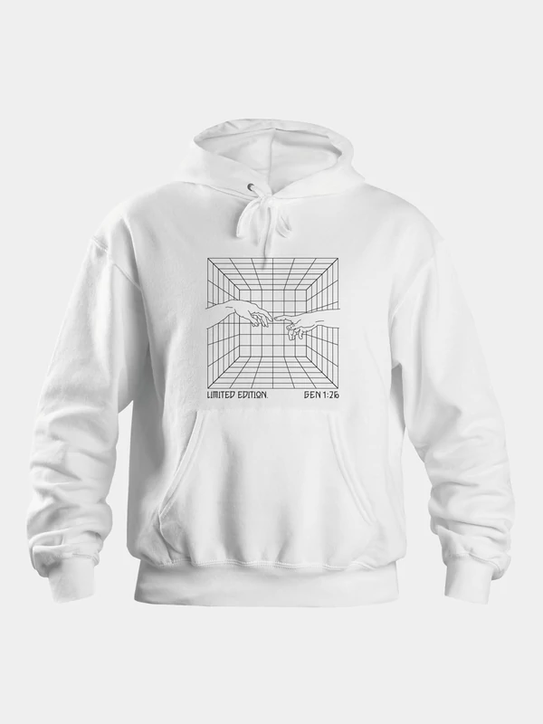 „Limited Edition” – Uniszex kapucnis pulóver, fehér – XL-es méret