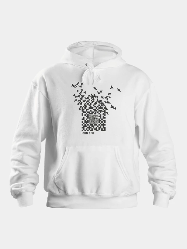 QR-kód – uniszex kapucnis pulóver