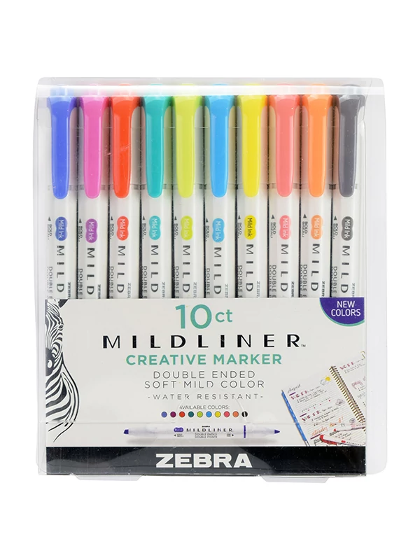 Szövegkiemelő, kétvégű – Zebra Mildliner Soft Mild Colors – 10 db/készlet