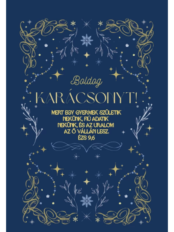 Mert egy gyermek születik (kék) – képeslap csomag (10 db) – karácsony