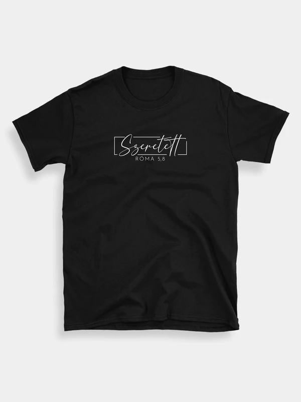 „Szeretett” – uniszex póló (fekete) – M (nyomathibás)
