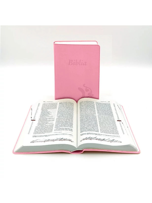 Kisméretű, varrott, rózsaszín Károli-Biblia 2.0