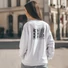 Kép 3/3 - GOD designed me, created me... – uniszex kereknyakú pulóver, fehér