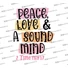 Kép 2/5 - „Peace, Love  &  a Sound Mind” – női póló – 4 színben