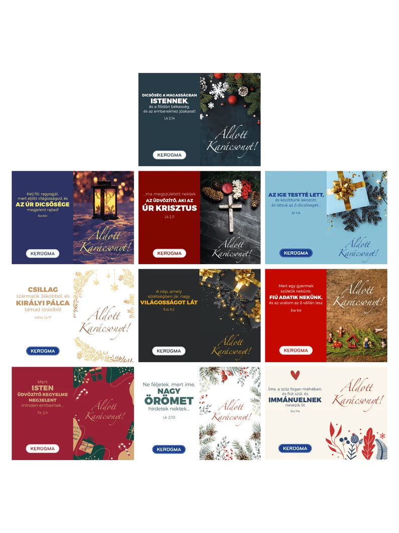 Karácsonyi, kétoldalas ajándékkísérő-kártya vegyes csomag – 10 db