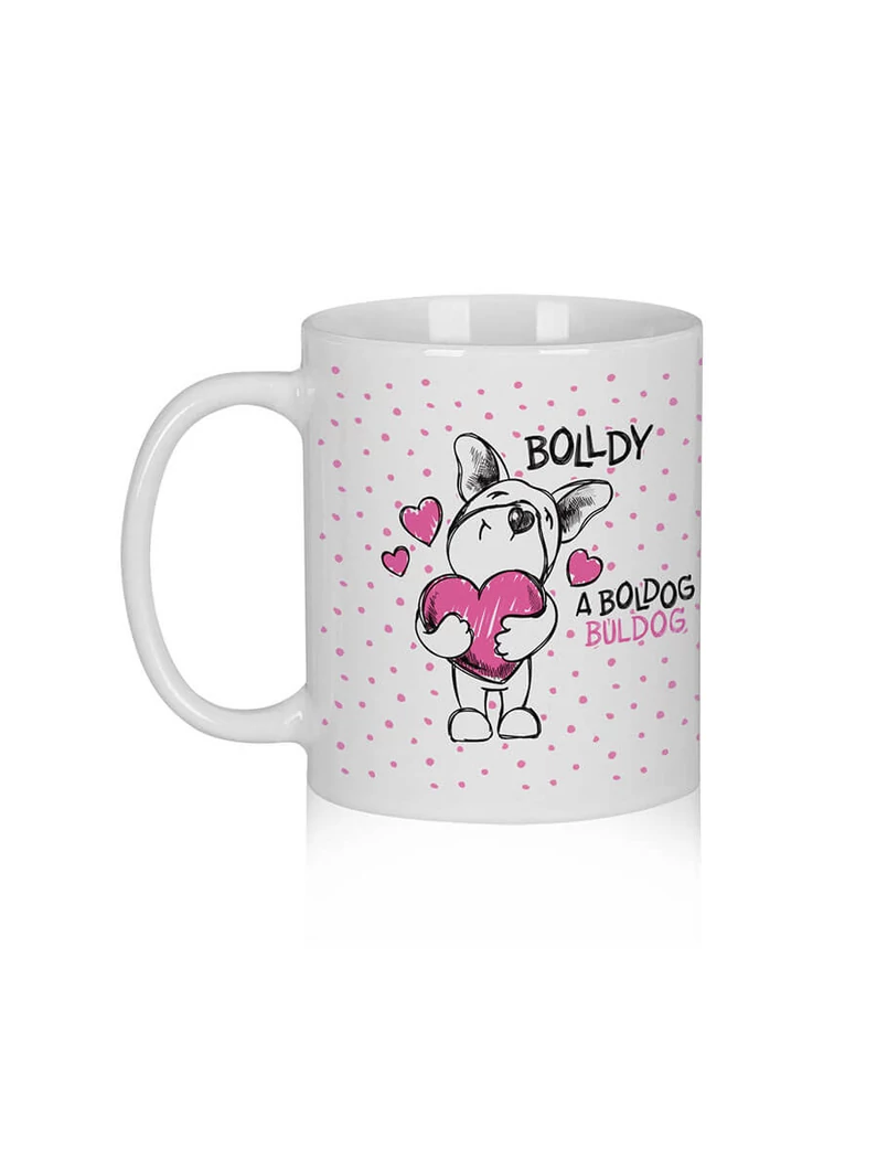 „A szeretet soha nem fogy el” – Bolldy, a boldog bulldog – bögre