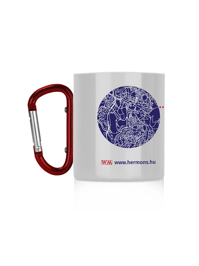 Karabineres bögre – „Ott a városban...” – kék térkép pinnel – Hermons