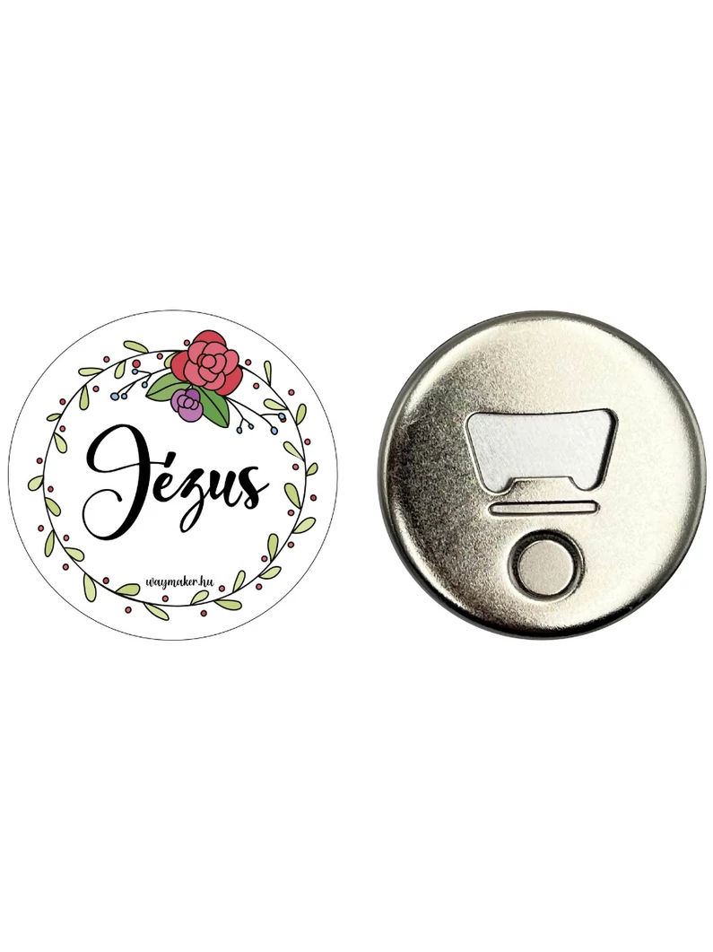 „Jézus” – Hűtőmágnes üvegnyitóval