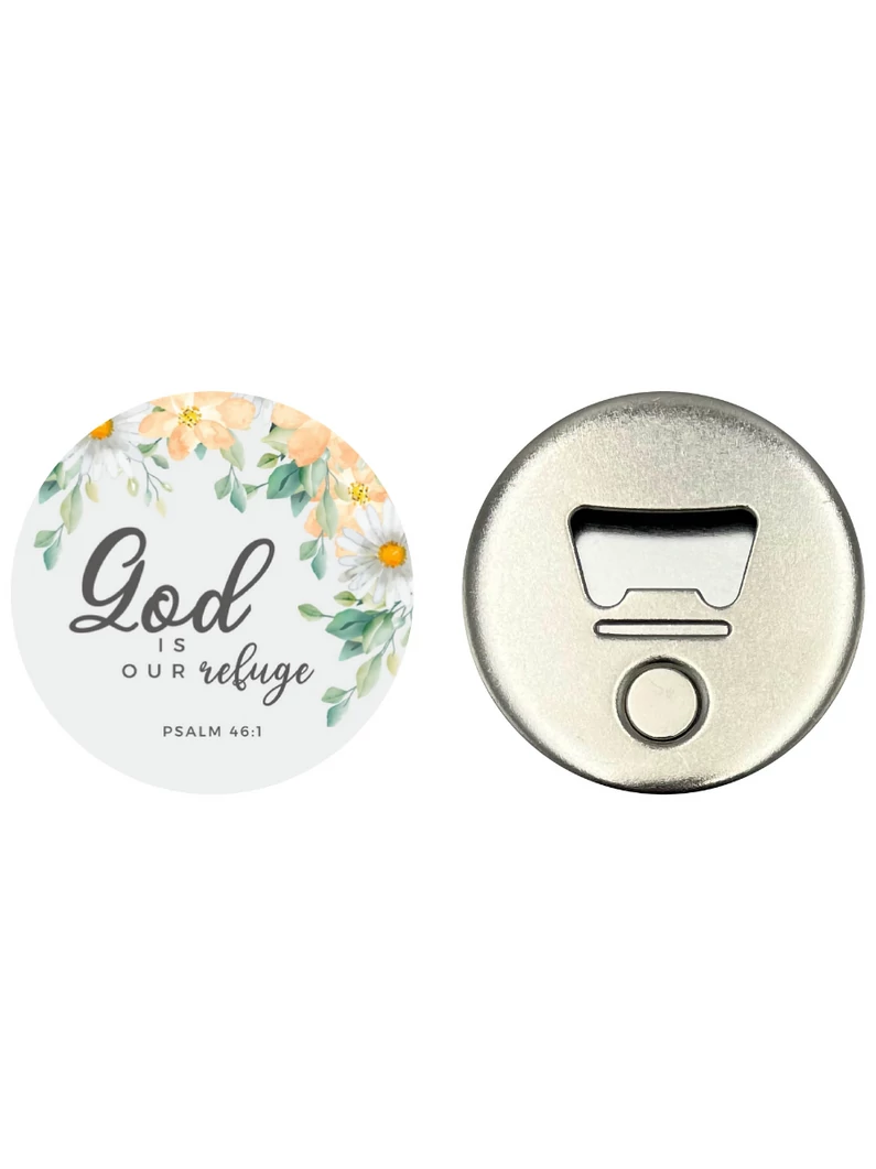 God is our refuge – Hűtőmágnes üvegnyitóval
